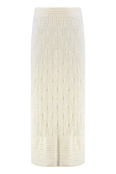 Le Kasha Openwork-knit Linen Skirt In White