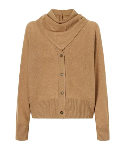 Le Kasha Lyss Organic Cashmere Cardigan In Brown