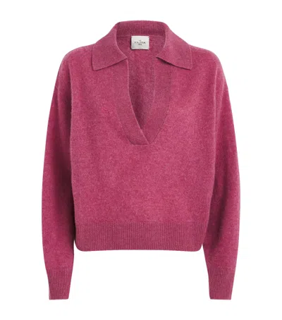 Le Kasha Organic Cashmere Jacksob Polo Sweater In Purple