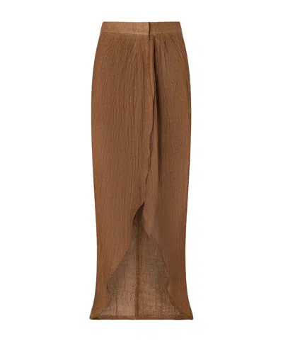 Le Kasha Kamat Organic Linen Maxi Skirt In Brown
