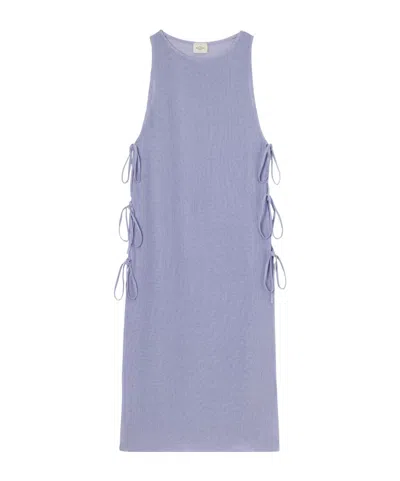 Le Kasha Jarajug Organic Linen Midi Dress In Blue