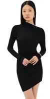 Le Kasha Palamos Asymmetric Cashmere Mini Dress In Black