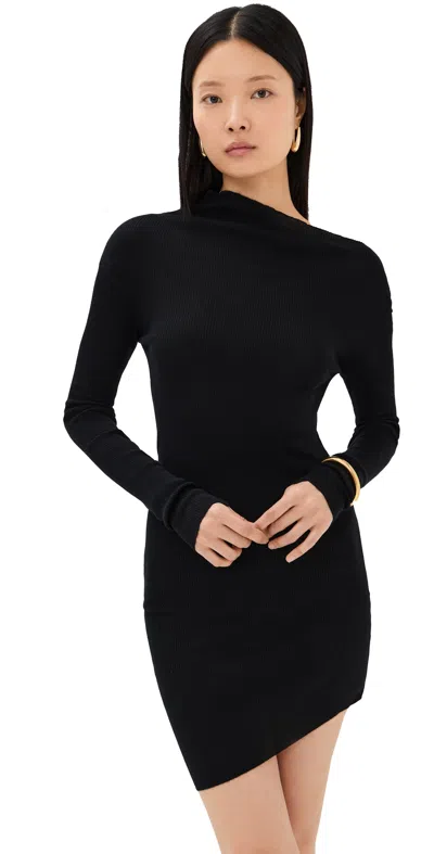 Le Kasha Palamos Asymmetric Cashmere Mini Dress In Black