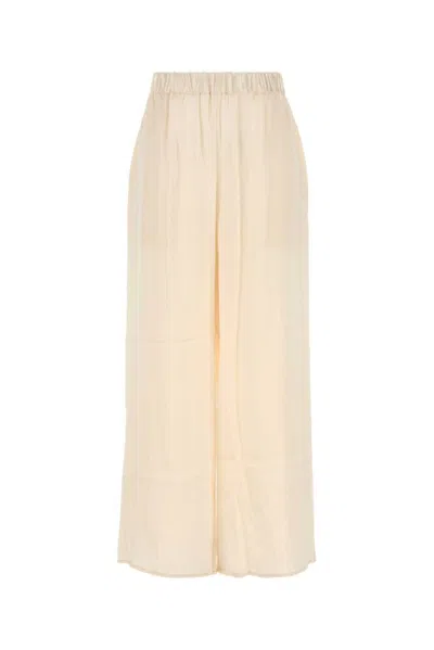 Le Kasha Ivory Silk Wide-leg Pant In Beige