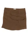 Le Kasha Pleated Linen Skirt In Brown