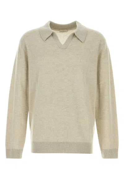 Le Kasha Cashmere Gibson Sweater Ribbed Cuffs Hem In Gold