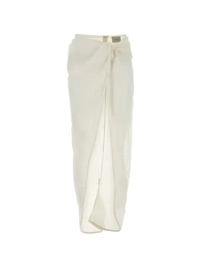Le Kasha Qaraya0 Knot-detail Linen Maxi Skirt In Neutral