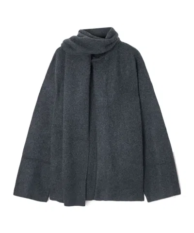 Le Kasha Spain Scarf-effect Organic Cashmere Cardigan In Gray