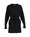 Le Kasha Ribbed Drawstring Waist Tunic In Black Cashmere In Black