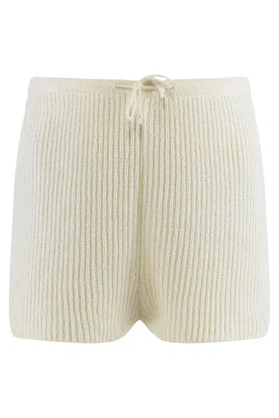 Le Kasha Ribbed Linen Shorts In White