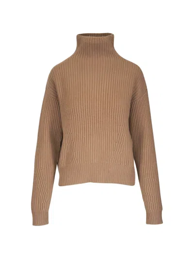 Le Kasha Ribbed Roll-neck Sweater In Brown