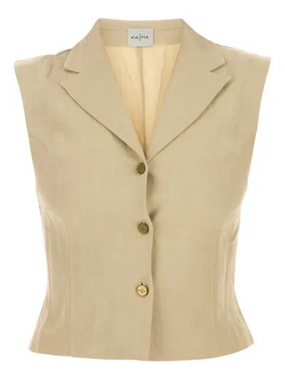 LE KASHA SAWADAH LINEN BUTTONED WAISTCOAT