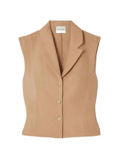 Le Kasha Sawadah Linen Vest In Braun