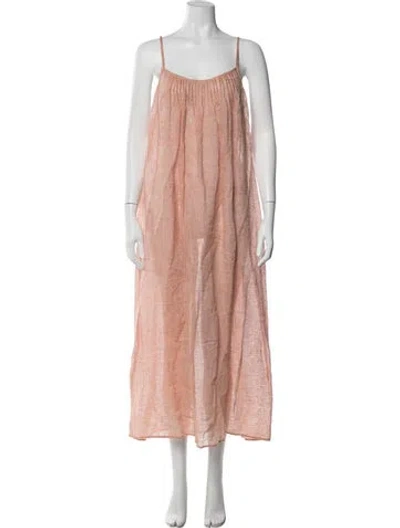 Pre-owned Le Kasha Scoop Neck Long Dress In Pink