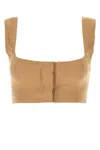 Le Kasha Womens Tabacco Square-neck Cropped Linen Top In Brown