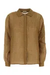 Le Kasha Biscuit Linen Sanbu Shirt In Brown