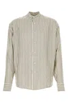 Le Kasha Embroidered Silk Aldar Shirt In Stripped