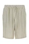 Le Kasha Embroidered Silk Bermuda Shorts With Elastic Waistband In Neutral