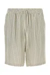 Le Kasha Embroidered Silk Bermuda Shorts With Elastic Waistband In Multi
