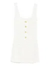 Le Kasha Siflag Pointelle-knit Linen Mini Dress In White