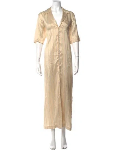 Pre-owned Le Kasha Silk Long Dress In Neutrals