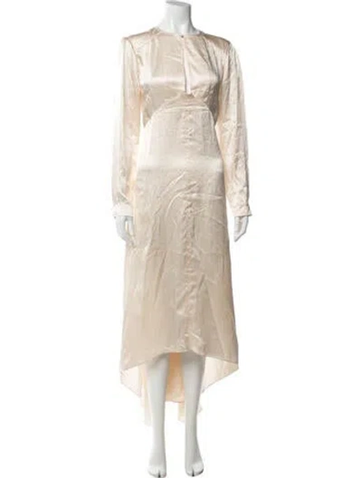 Pre-owned Le Kasha Silk Long Dress W/ Tags In Neutrals