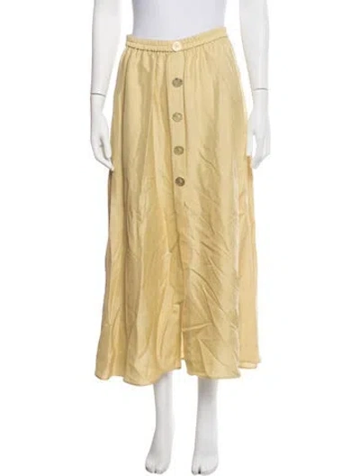 Pre-owned Le Kasha Silk Long Skirt In Yellow
