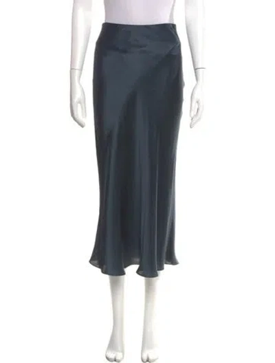 Pre-owned Le Kasha Silk Midi Length Skirt In Blue