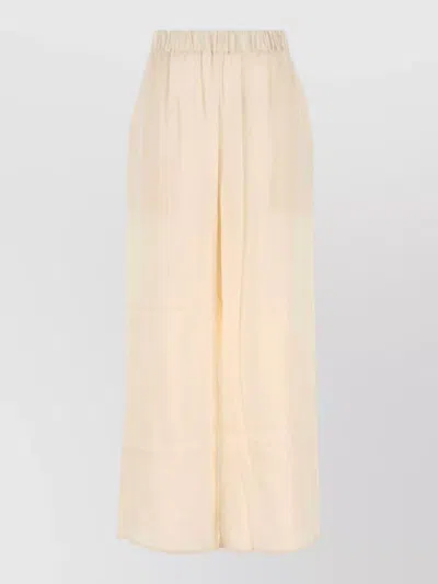 Le Kasha Silk Wide Leg Pants Elastic Waistband In Neutral