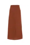 Le Kasha Haifal Button-fastening Linen Maxi Skirt In Brown
