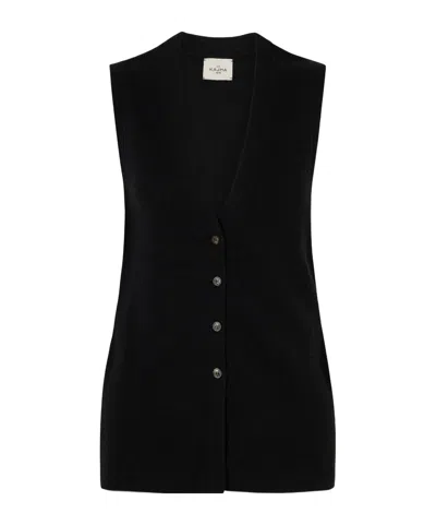 Le Kasha Soyo Organic Cashmere Fitted Cardigan In Black