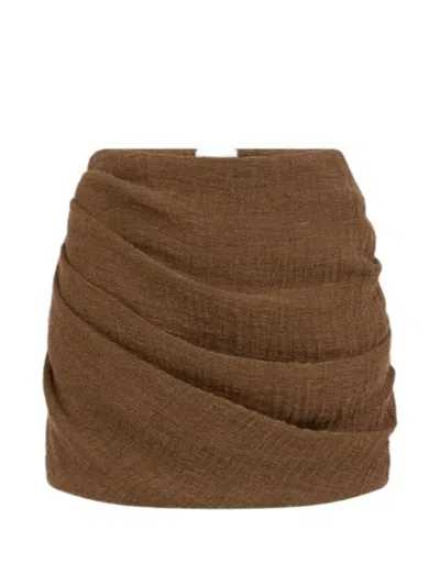 Le Kasha Spetses Draped Skirt In Brown