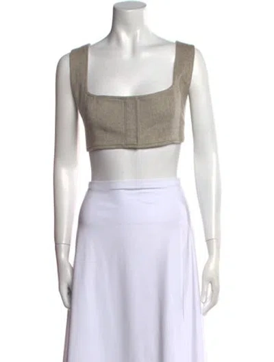 Pre-owned Le Kasha Square Neckline Sleeveless Crop Top In Neutral
