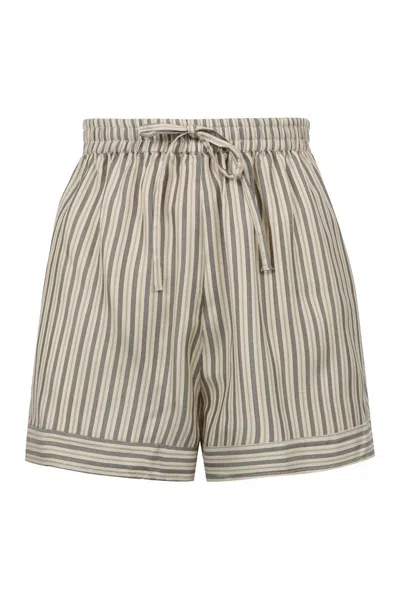 Le Kasha Striped Drawstring Shorts In Brown