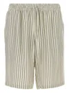 Le Kasha Embroidered Silk Bermuda Shorts With Elastic Waistband In Green