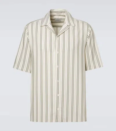 Le Kasha Striped Silk Bowling Shirt In Brown