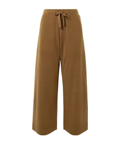 Le Kasha Suria Organic Cashmere Wide-leg Pants In Brown