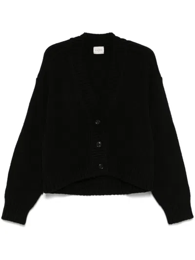 Le Kasha Ganta Cropped Ribbed Organic Cashmere Polo Sweater In Black