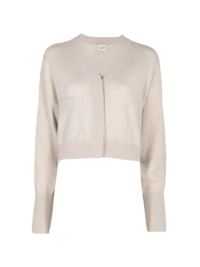 Le Kasha V-neck Cropped Cardigan In Neutrals