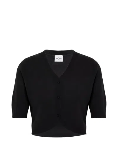 Le Kasha V-neck Short-sleeve Cardigan In Black
