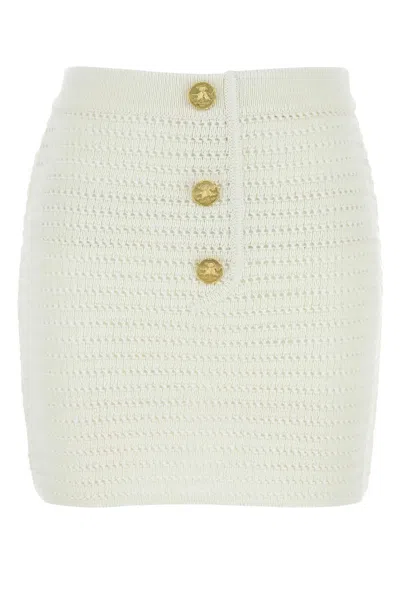 Le Kasha White Crochet Mini Skirt In Black