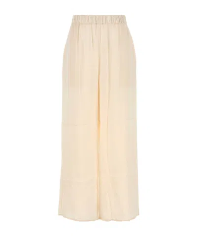 Le Kasha Ivory Silk Wide-leg Pant In White
