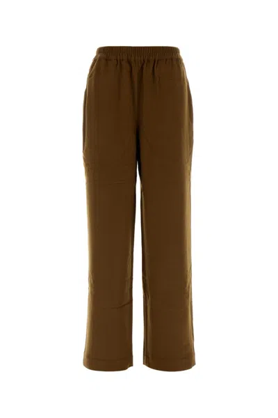 Le Kasha Brown Cashmere Joggers For Women In Burgundy