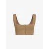 Le Kasha Womens Tabacco Square-neck Cropped Linen Top In Tabacco
