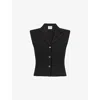 Le Kasha Womens Black Sawadah Notch-lapels Linen Vest Xs