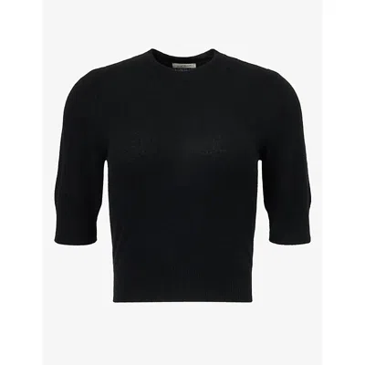Le Kasha Womens Boxy Short-sleeve Cashmere Jumper Black Xs In Blue