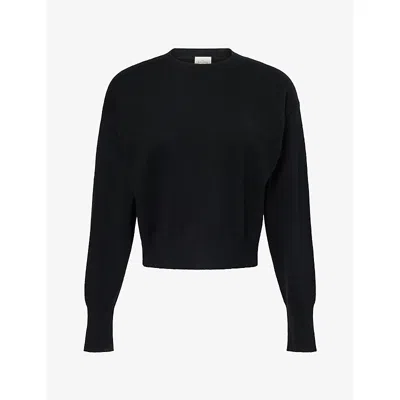 Le Kasha Womens Crew Neck Cashmere Knit Jumper Black In Multi