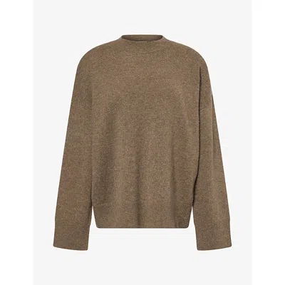 Le Kasha Womens Crew Neck Cashmere Knit Jumper Oliv In Green