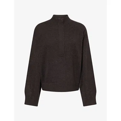 Le Kasha Womens Half-zip Cashmere Knit Jumper Chocolat In Brown