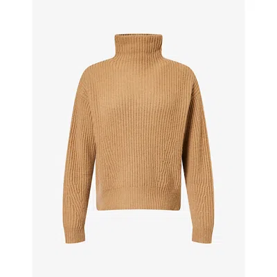 Le Kasha Womens High-neck Rib-knit Cashmere Jumper Camel In Brown
